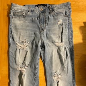 Hollister High Rise Light Wash Ripped Skinny Jeans
